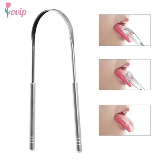 Tongue Scraper Stainless Steel Tongue Scraper Cleaner Fresh Breath Cleaning Coated Tongue Toothbrush Dental Oral Hygiene on Productcaster.