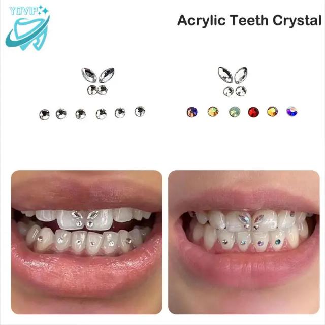 10Pcs Diamond Bur Dental Material Teeth Whitening Denture Acrylic Teeth Crystal Ornament Oral Hygiene Tooth Decoration on Productcaster.