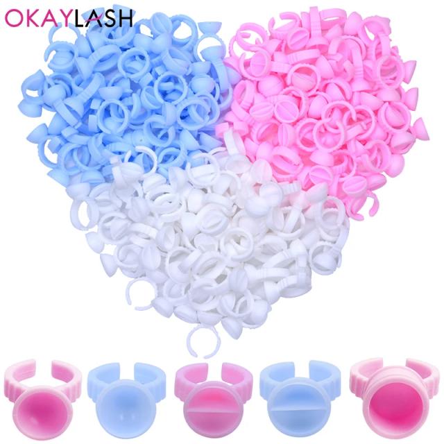 OKAYLASH Wholesale 100Pcs Disposable Eyelash Glue Holer Rings Tattoo Pigment Cup Container Eyelash Extension Tools Lash Supplies on Productcaster.