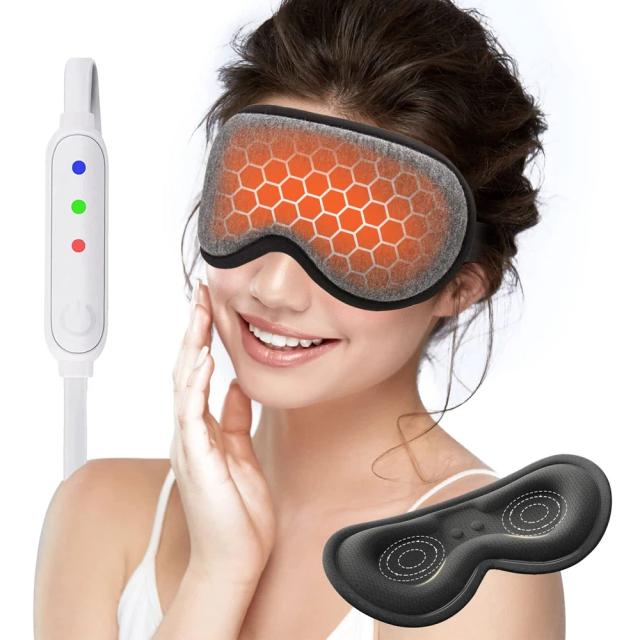 Reusable USB Electric Heated Eyes Mask Hot Compress Warm Therapy Eye Care Massager Relieve Tired Eyes Dry Eyes Sleep Blindfold on Productcaster.