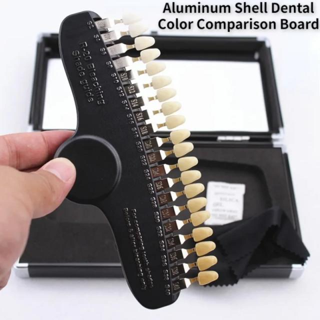 Aluminum Shell Dental Color Comparison Board 20-color Tooth Whitening 3D Set Whitening Oral Porcelain Color Card With Mirror New on Productcaster.