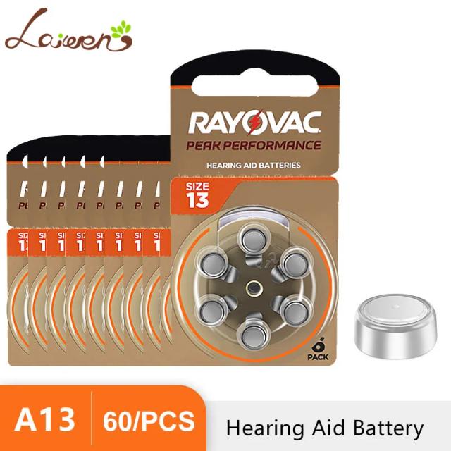 Hearing Aid Batteries 60 PCS 10 Cards Zinc Air 1.45V Rayovac Peak A13 13A 13 P13 PR48 Hearing Aid Battery For hearing aids on Productcaster.