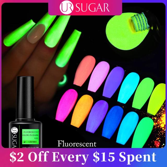 UR SUGAR Green Fluorescent Glow-in-dark Gel Nail Polish Neon UV LED Nails Gel Soak Off Gel Varnish Luminous Nail Art Gel on Productcaster.