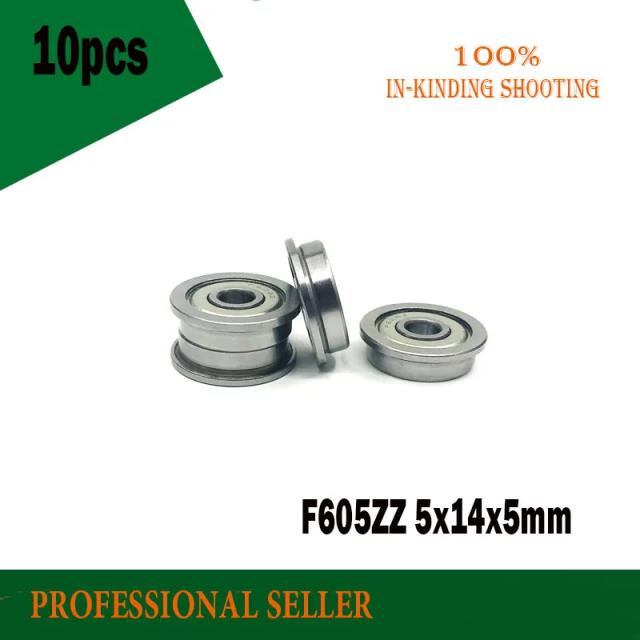 10Pcs F605 F605ZZ ABEC-1 Shielded Model Flange Bearing 5 x 14 x 5mm on Productcaster.