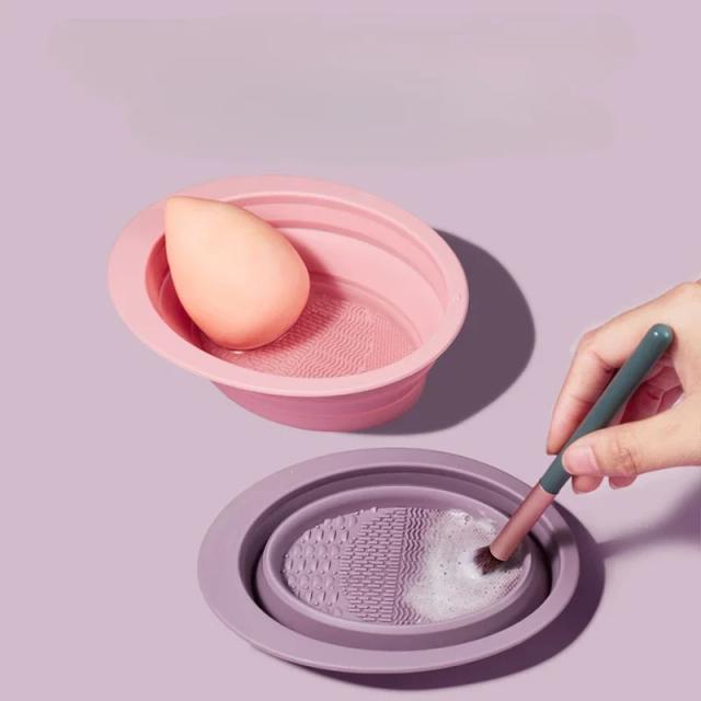 Makeup Brush Cleaner Mini Folding Silicone Powder Puff Makeup Egg Brush Wash Bowl Makeup Tool Кисти Для Макияжа on Productcaster.