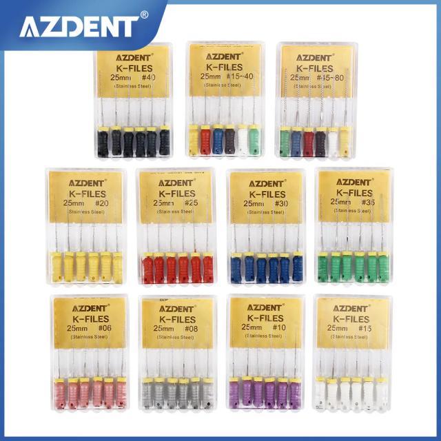 AZDENT 6pcs/Box Dental Hand Use K-Files 21mm/25mm Stainless Steel Endodontic Root Canal Files Dentist Tools Dental Instruments on Productcaster.