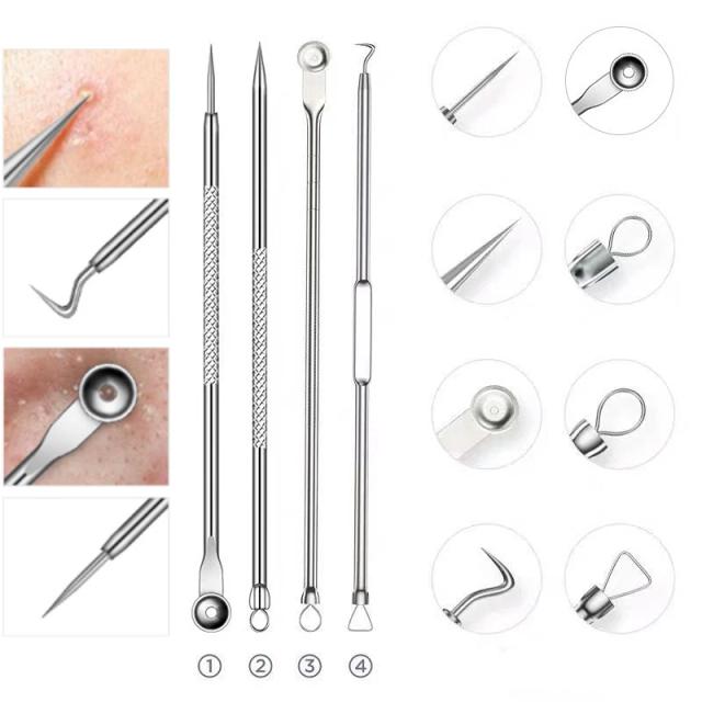 1/4pc Stainless Steel Blackhead Comedone Acne Blemish Extractor Remover Face Skin Care Pore Cleaner Needles Remove Tools on Productcaster.