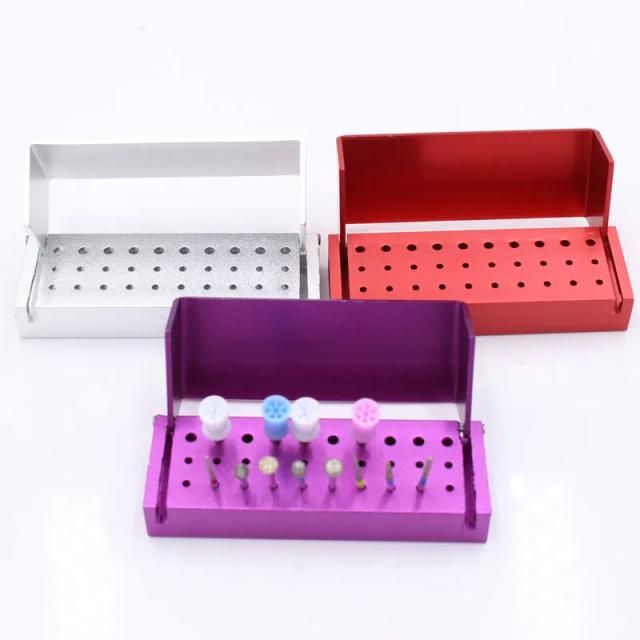 Autoclavable 30 Holes Aluminium Dental Burs Holder Block Dental Disinfection Box for FG Burs and RA Burs on Productcaster.