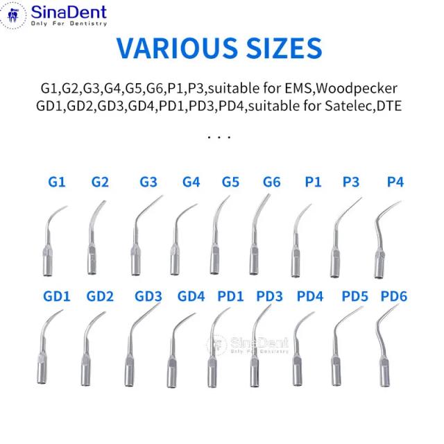 5Pcs Dental Ultrasonic Scaler Tips G1 G2 G3 G4 P1 P3 GD1 GD2 GD3 GD4 PD1 for EMS Woodpecker DTE Satelec Dental Instruments on Productcaster.