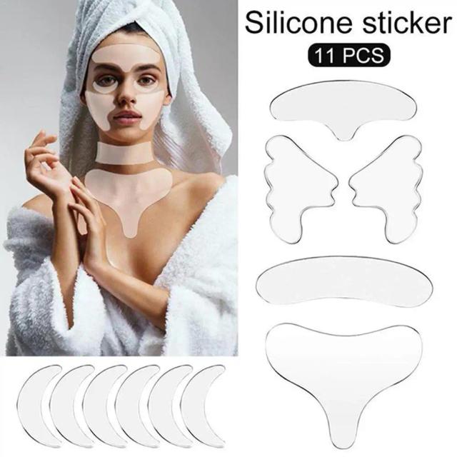 Reusable Silicone Wrinkle Removal Sticker Facial Lifting Strips Set Forehead Neck Line Remover Eye Patches Anti Aging Skin Pads on Productcaster.