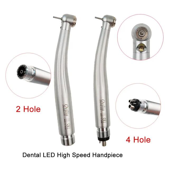 Dental LED High Speed Handpiece Standard Head Push Button Three Water Spray E-generator Air Turbine 2/4 Holes Dentistry Tool on Productcaster.