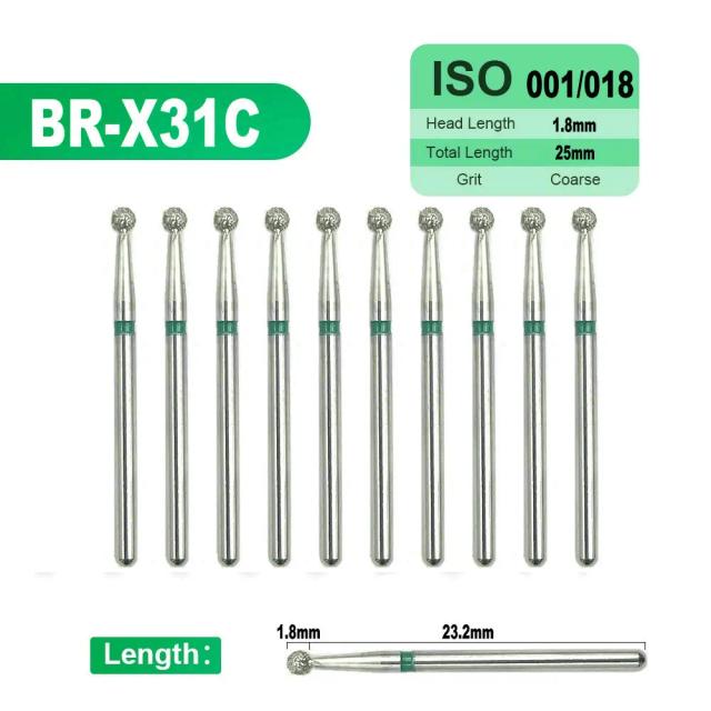 10pcs BR Round Shape Dental High Speed Diamond Burs for Dentistry Cavity Preparation/Crown Preparation Use on fillings 1.6mm on Productcaster.