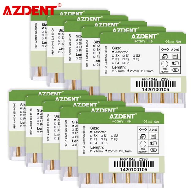 10 Boxes AZDENT Dental Heat Activated Canal Root Files SX-F3 25mm Engine Use Nickel-titanium Alloy Endodontic Tips on Productcaster.