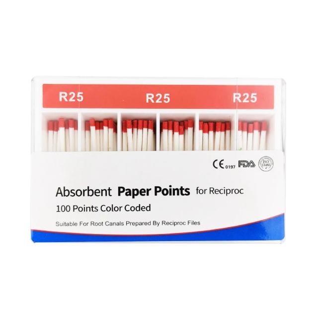 Dental Reciprocal Absorbent Paper Points R25 R40 R50 Suitable for Root Canals Prepared by Reciproc Blue Files Dental Obturations on Productcaster.