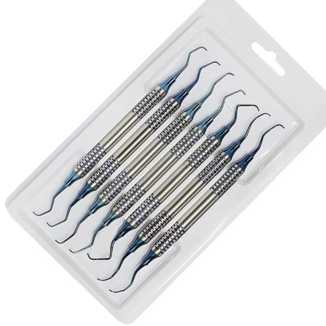 7Pcs Dental Tooth Cleaning Scaler Manual Use Professional Gracey Curette Periodontal Bone Curettes Perio Dental Instrument Tool on Productcaster.