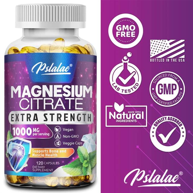 Magnesium Citrate Capsules 1000 Mg - for Muscle, Nerve, Bone and Heart Health Support, High Absorption Citric Acid Complex on Productcaster.