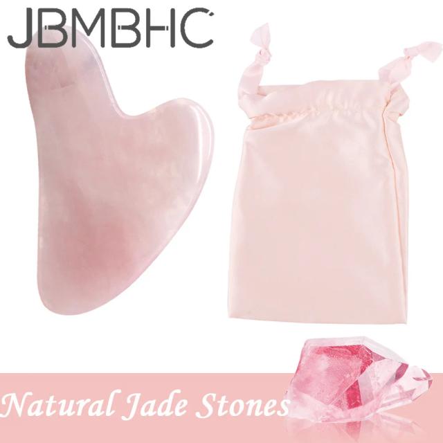 Natural Jade Stones Gua Sha Scraper Guasha Face Lifting Devices Rose Quartz Gouache Massager Facial Neck Back Body Massage Tools on Productcaster.