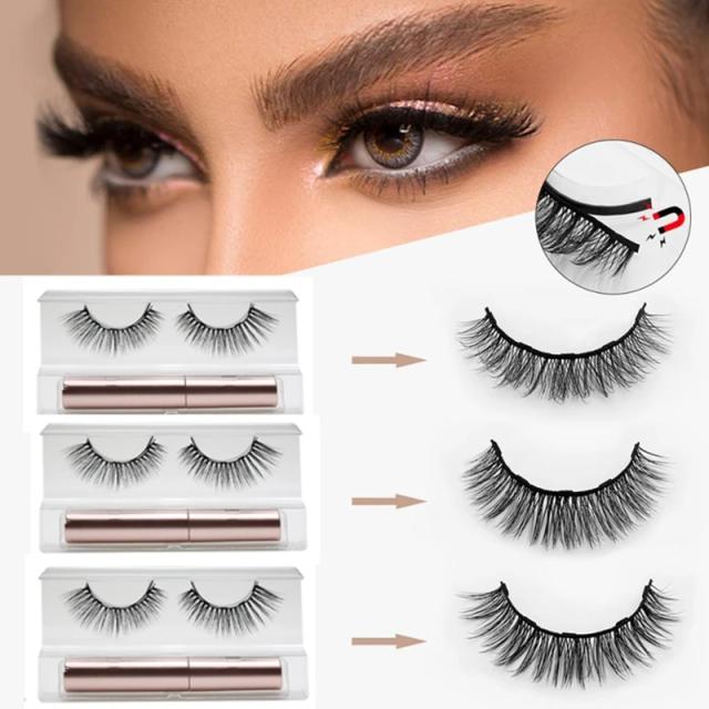 3D Magnetic Eyelashes Set Waterproof Lasting Naturally Magnetic Eyeliner Magnet Eyelashes Makeup Extension False Eyelashes Kit on Productcaster.