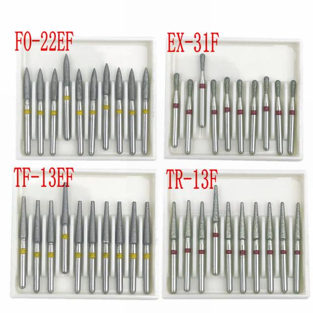 10pcs/box Dental Diamond Burs Drill FG Dia-burs 1.6mm Shank for High Speed Handpiece Burs on Productcaster.