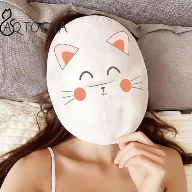 Facial Towel White Moisturizing and Hydrating Beauty Salon and Hot Cold Compress Mask Thickened Coral Fleece Face Towel on Productcaster.