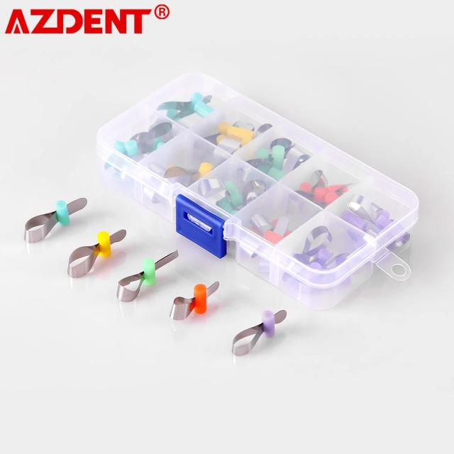 AZDENT 50Pcs Dental Forming Sheet Orthodontic Sectional Contoured Metal Matrices Bands Polyester Lab Matrix Dentist Materials on Productcaster.