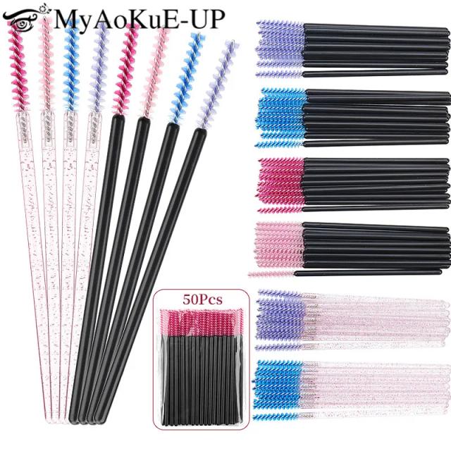 50pcs Disposable Makeup Brush Eyelash Microbrush Mascara Wands Cosmetics Applicator Eyebrow Micro Brush Lash Extension Supplies on Productcaster.