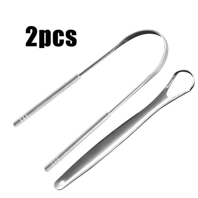 1/2 Pcs Tongue Scraper Stainless Steel Tongue Cleaner Bad Breath Removal Oral Care Tools on Productcaster.