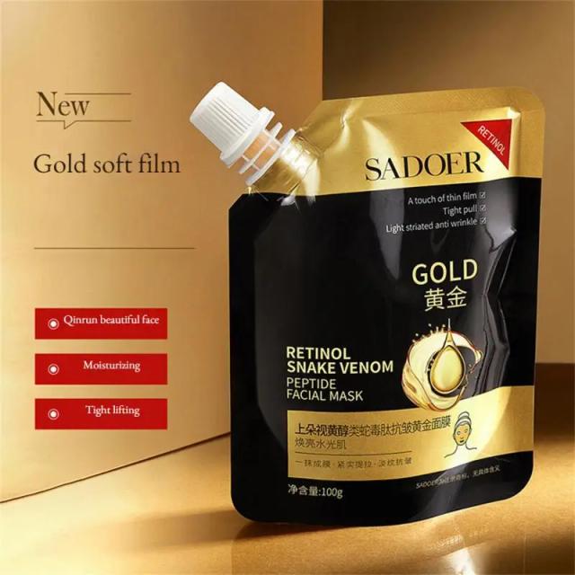 Retinol Snake Peptide Gold Mask Improve Skin Dullness Firmness Brighten Face Skin Hydrating Moisturizing Apply Mask Cream 100g on Productcaster.