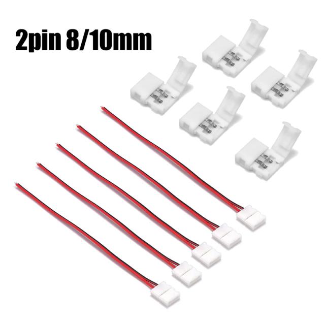 5/10pcs LED Tape Connector 2Pin LED Strip Accessories Connectors 8/10mm Suitable For 2835 3528 5050 5730 5630 SMD LED Strip on Productcaster.