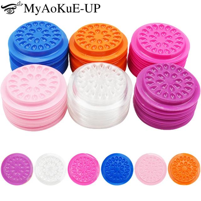 20/100pcs Eyelash Glue Stand Holder Eyelash Extension Supplies Adhesive Pallet Plastic Gasket Eye Lashes Glue Pads Makeup Tool on Productcaster.