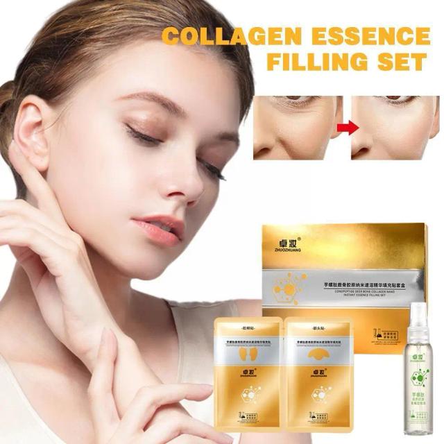 Spiral Peptide Deer Bone Collagen Face Essence Filling Essence Anti-aging Cheek Forehead Whitening Patches Reduce Wrinkles Q3D0 on Productcaster.