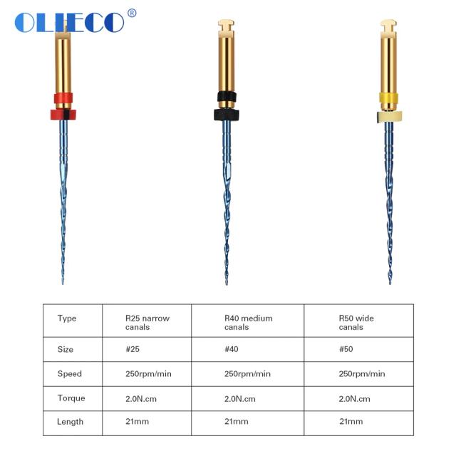 OLIECO 3 Pcs Dental Reciprocating Blue Endodontic Files 21mm Engine Use Niti Rotary Root Canal Heat Activated 25mm Dentistry Lab on Productcaster.