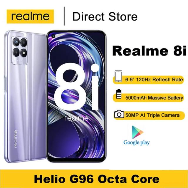 Realme 8i Smartphone Helio G96 Mobile Phone Main Camera 50MP Screen Update Frequency 120Hz 6.6" FHD+50MP 18W Fast Charge on Productcaster.