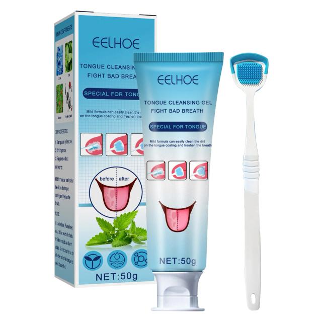 Tongue Cleaning Gel With Brush Reduce Bad Breath Healthy Oral Hygiene Brush Bad Breath For Adults & Kids Help Your Oral Hygiene on Productcaster.