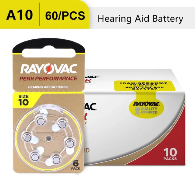 60PCS Hearing Aid Battery A10 RAYOVAC PEAK Zinc Air Batteries For BTE CIC Hearing Aid Sound Amplifier Battery Dropshipping on Productcaster.