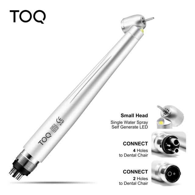 Dental 45 Degree LED High Speed Handpiece E-generator Integrated Small Head Push Button Handpiece Single Water Spray on Productcaster.