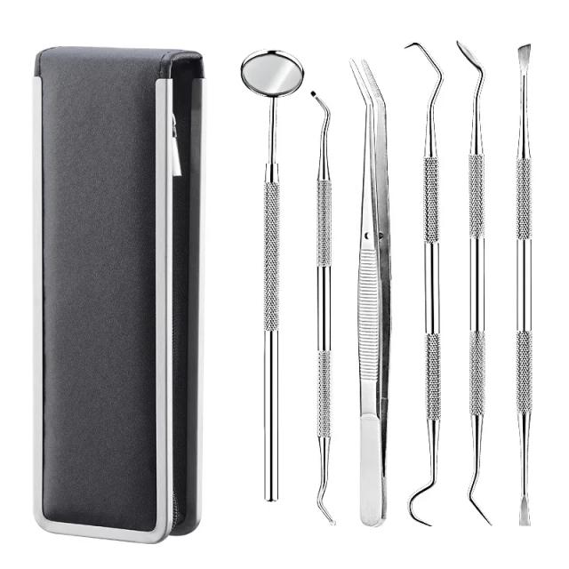 4/5/6 Pcs Stainless Steel Dental Dentist Prepared Tool Set Instruments Tweezer Hoe Sickle Scaler Mirror Tartar on Productcaster.