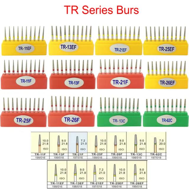 10pcs/Box Dental Diamond FG High Speed Burs for Polishing Smoothing Teeth Polishers TR Series Bur on Productcaster.