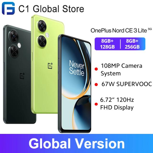 Global Version OnePlus Nord CE 3 Lite 5G 8GB 128GB Snapdragon 695 108MP 67W SUPERVOOC 120Hz 6.72 on Productcaster.