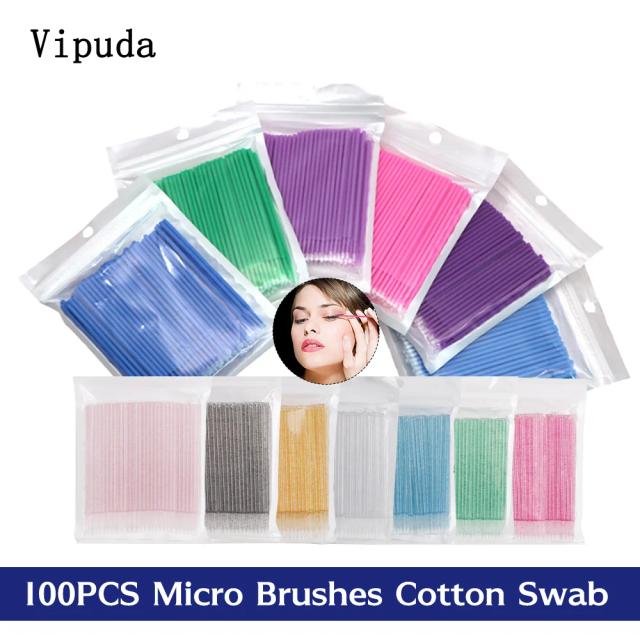 100Pcs Micro Brushes Cotton Swab Eyelash Extension Disposable Eye Lash Glue Cleaning Brushes Applicator Sticks Makeup Tools on Productcaster.