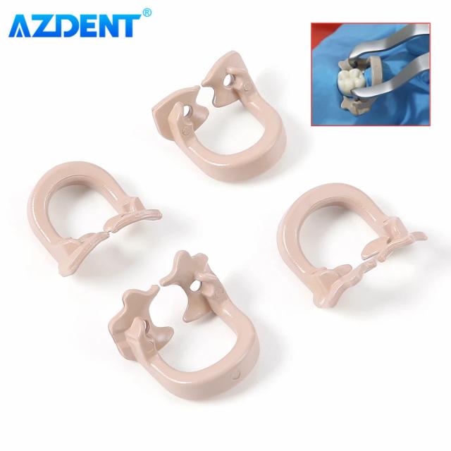 AZDENT 4PCS/Set Dental Dam Rubber Clamp Sectional Matrix Band Molar Barrier Clips Autoclavable Using with Matrix Forming Sheets on Productcaster.