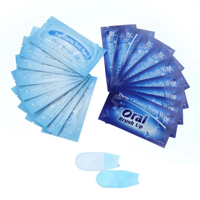 50Pcs Disposable Teeth Deep Cleaning Wipes Brush Up Woven Cloth Mint Flavor Oral Hygiene Care Tools Residue Stains Remove Wipe on Productcaster.