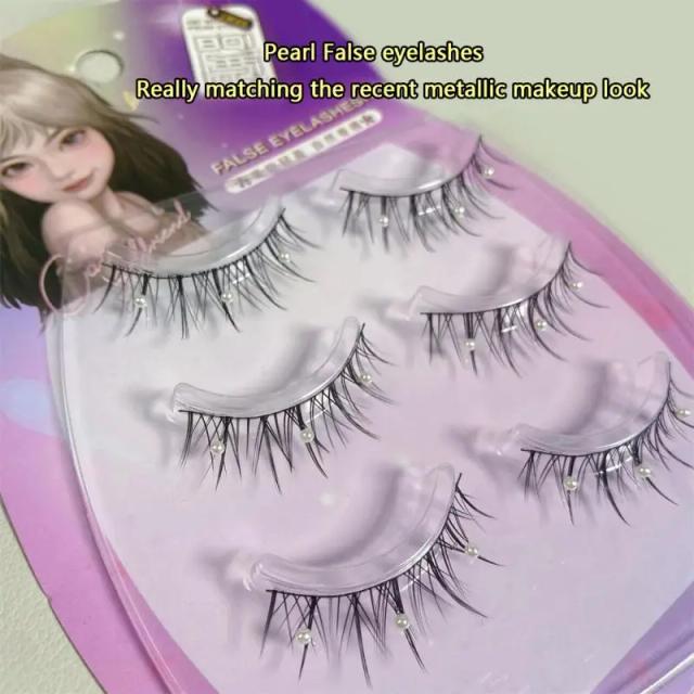 Lightness One Piece False Eyelashes Makeup Thin Stem False Eyelashes Pearl Fake Eyelashes Thin Stem Pearl False Eyelashes Soft on Productcaster.