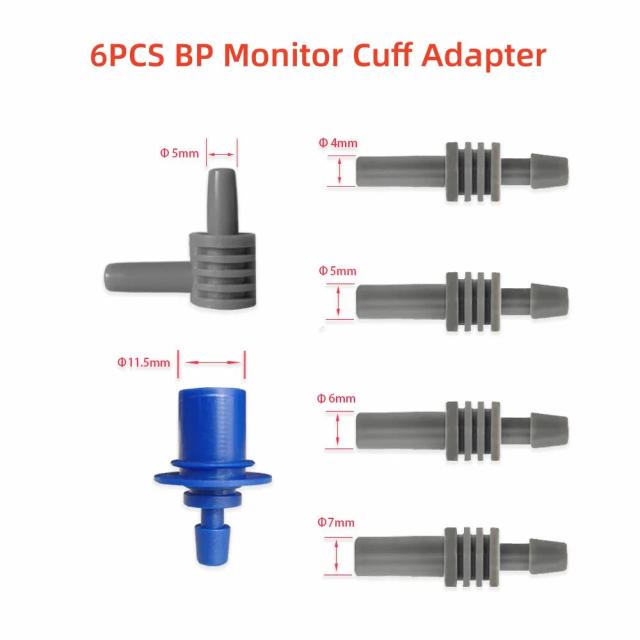 6Pcs/set Upper Arm Electronic Blood Pressure Monitor Cuff Adapter Cuffs Connector Multiple Sizes 4mm 5mm 6mm 7mm 11.5mm on Productcaster.