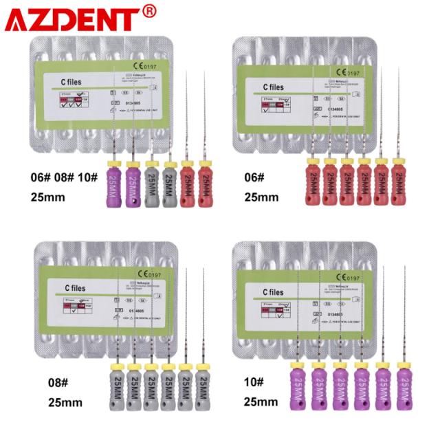 6PCS/Box Dental C File Endodontic Endo Root Canal Unclogging Files #6 #8 #10 25mm Hand Use Stainless Steel Dentists Dentistry on Productcaster.