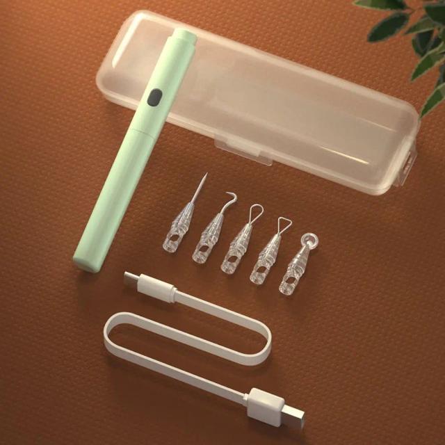 5in1 Electric Luminous Acne Blemish Needle LED Professional Pore Cleaner Needles Set USB Charging Whitehead Squeeze Extractor on Productcaster.