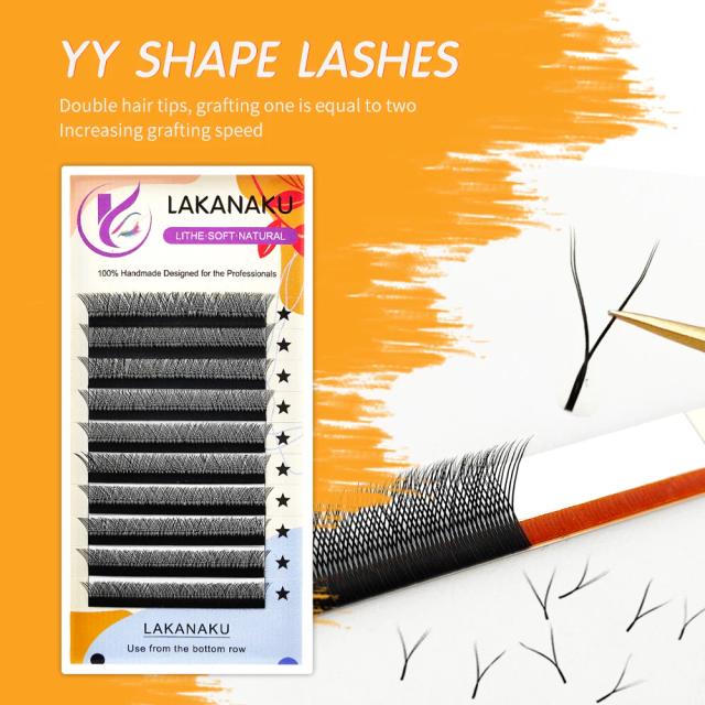 Lakanaku Faux Cils Y Lashes Volume Matte Black Premium Lash Extension 0.07 C/D 8-15 Natural Lashes Female Makeup Y Shape Eyelash on Productcaster.