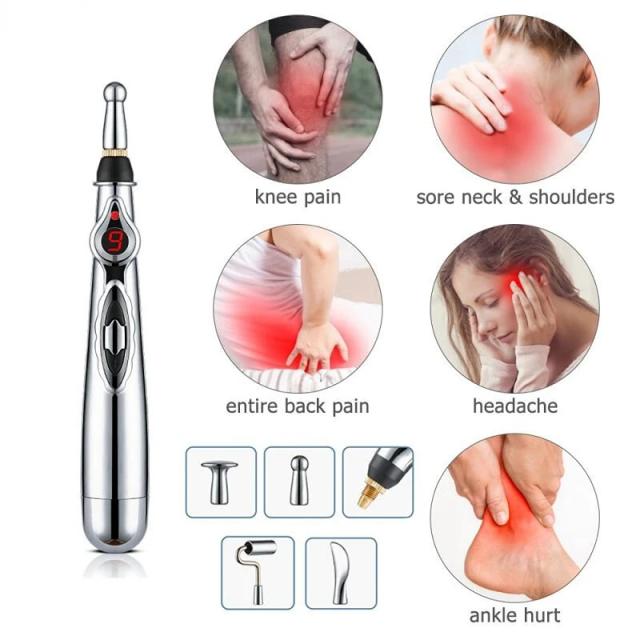 Electric Acupuncture Point Massage Pen Pain Relief Laser Therapy Electronic Meridian Energy Pen Body Head Back Neck Leg Massager on Productcaster.