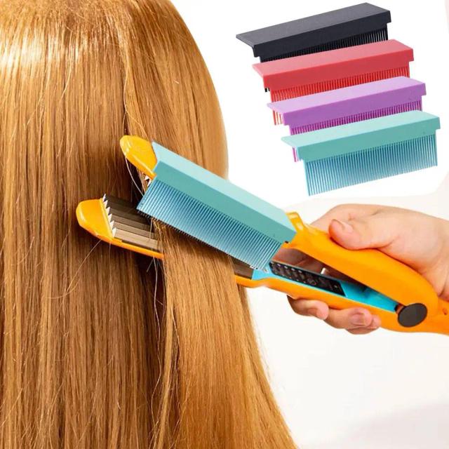 1Pcs Carbon Fiber Hair Straightener Comb Hair Straightening Flat Iron Comb Attachment Hairdressing Combs DIY Hair Styling Tools on Productcaster.