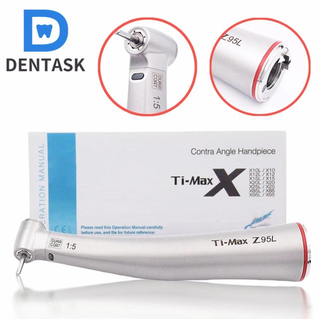 DENTASK Push Button 1:5 Increasing High Speed Dental Contra Angle Handpiece X95/X95L Inner Water Spray Red Ring Air Turbine on Productcaster.